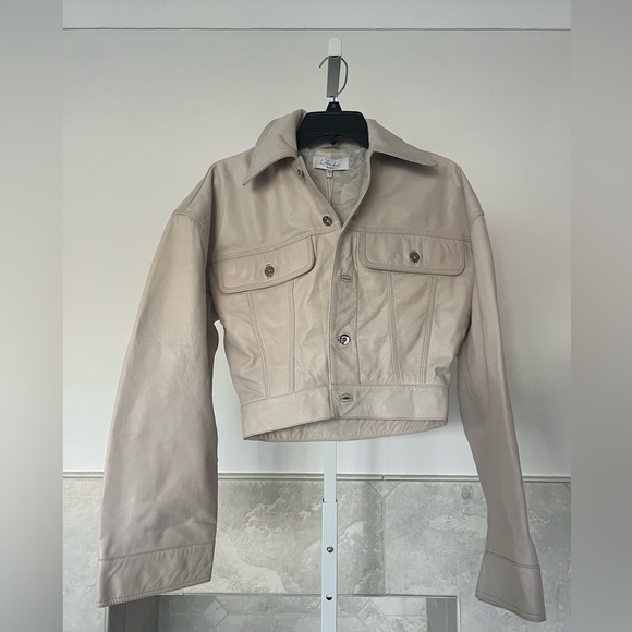 L'Academie Rue Leather Jacket in Bone NWT Size XS
